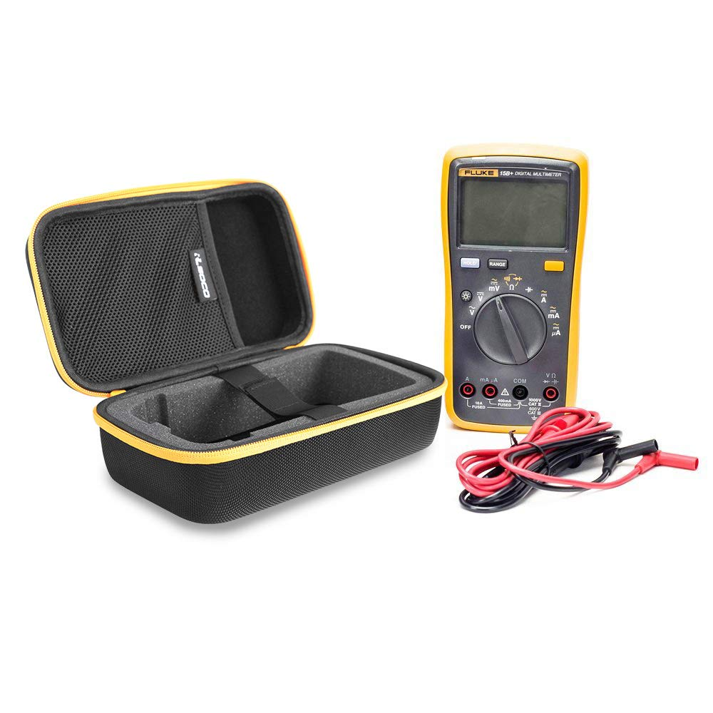 RLSOCO Case for Fluke 117/116/115/179/114/113/233 & Fluke 101/107/106/17B+/15B+ Digital Multimeter, Hard Carry Case with DIY Foam, Drop- and Shock-Resistant - Yellow Zip (Case Only)
