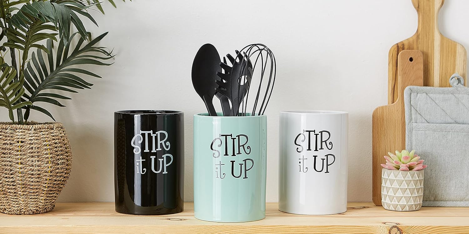 DII Kitchen Accessories Retro Collection, Ceramics, Utensil Holder, Aqua image number 6