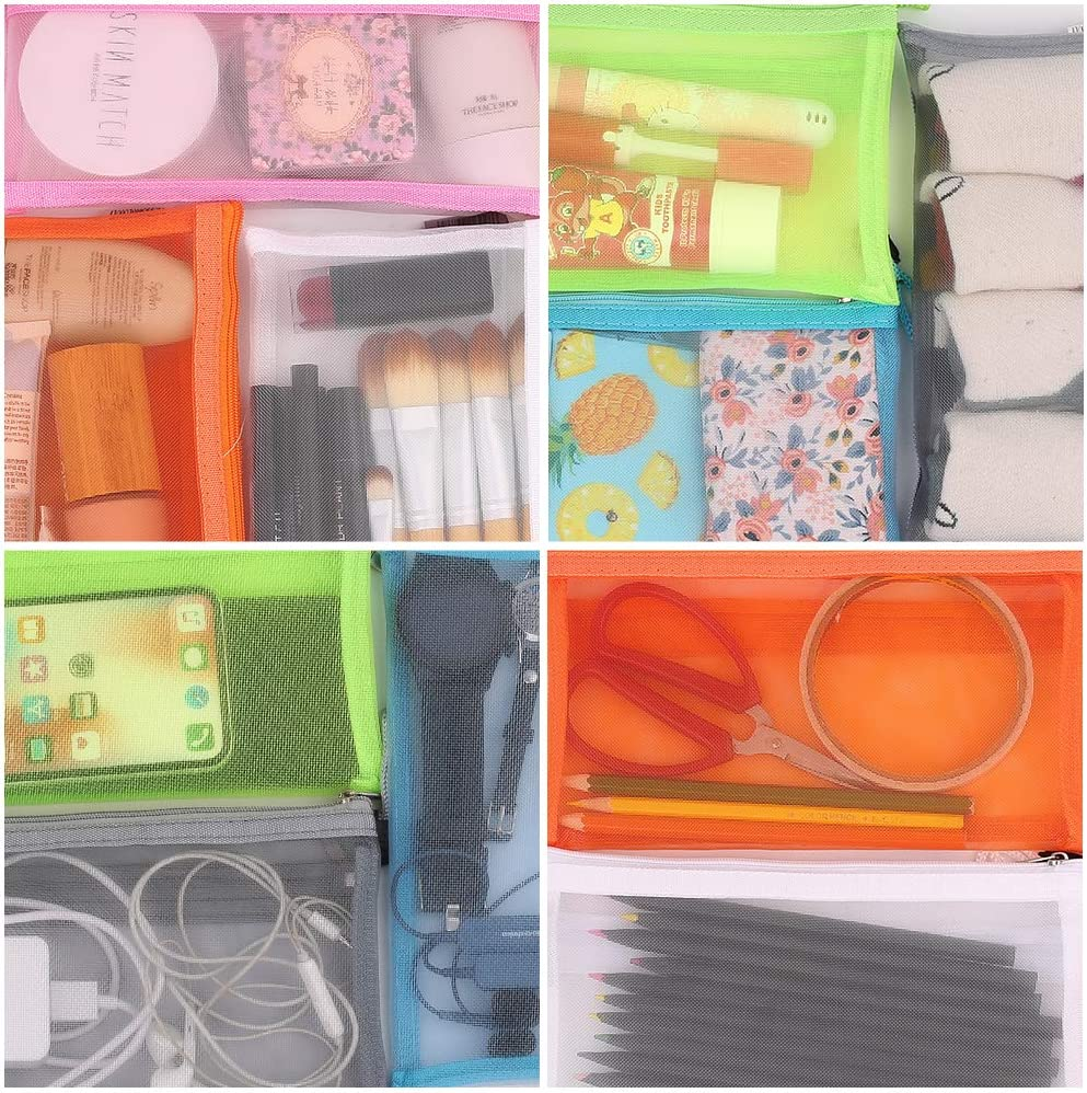 A6 Zipper Pouch Set of Mesh Zipper Bags Clear Zipper Pouch Small Organizer Bag Zipper Folder Bag Cosmetic Bags Travel Storage Bags Colours&hellip; (Colorful) image number 1