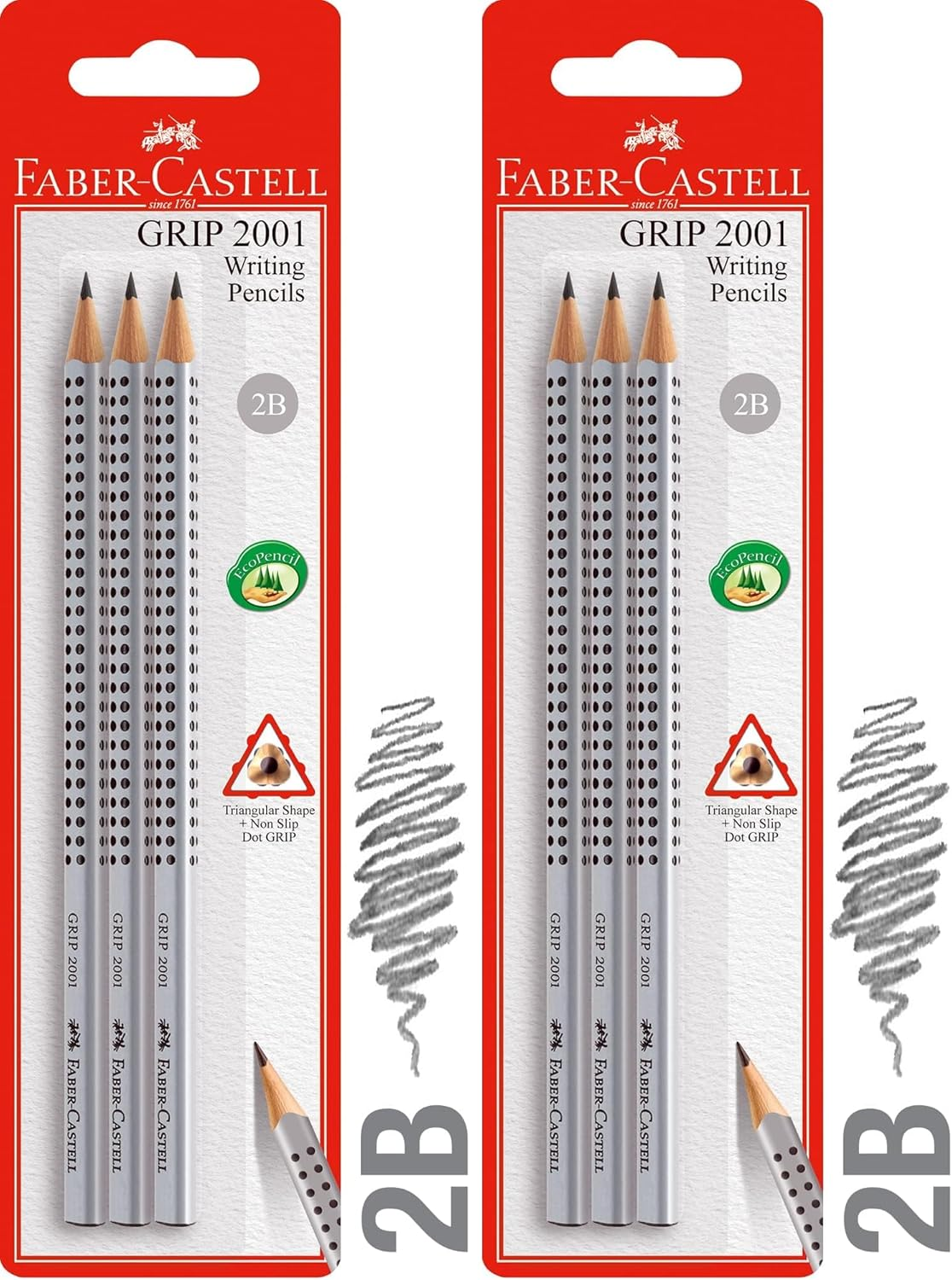 Faber-Castell Grip 2001 Graphite Pencil 2B, 12 Pack (11-317002)