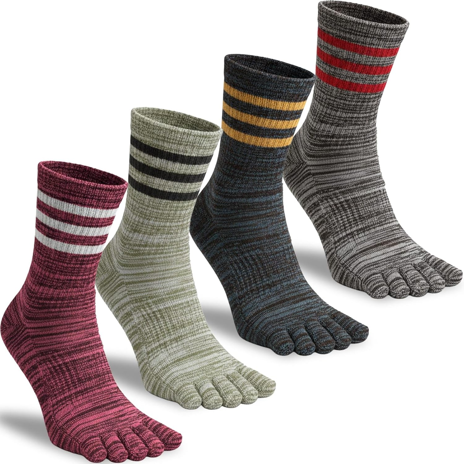 QUPOLPOL Men&rsquo;S Toe Socks &ndash; Retro Style Five Finger Cotton Socks, Breathable Moisture-Wicking Anti-Blister Athletic Socks for Running and Everyday Wear AU 6&ndash;11