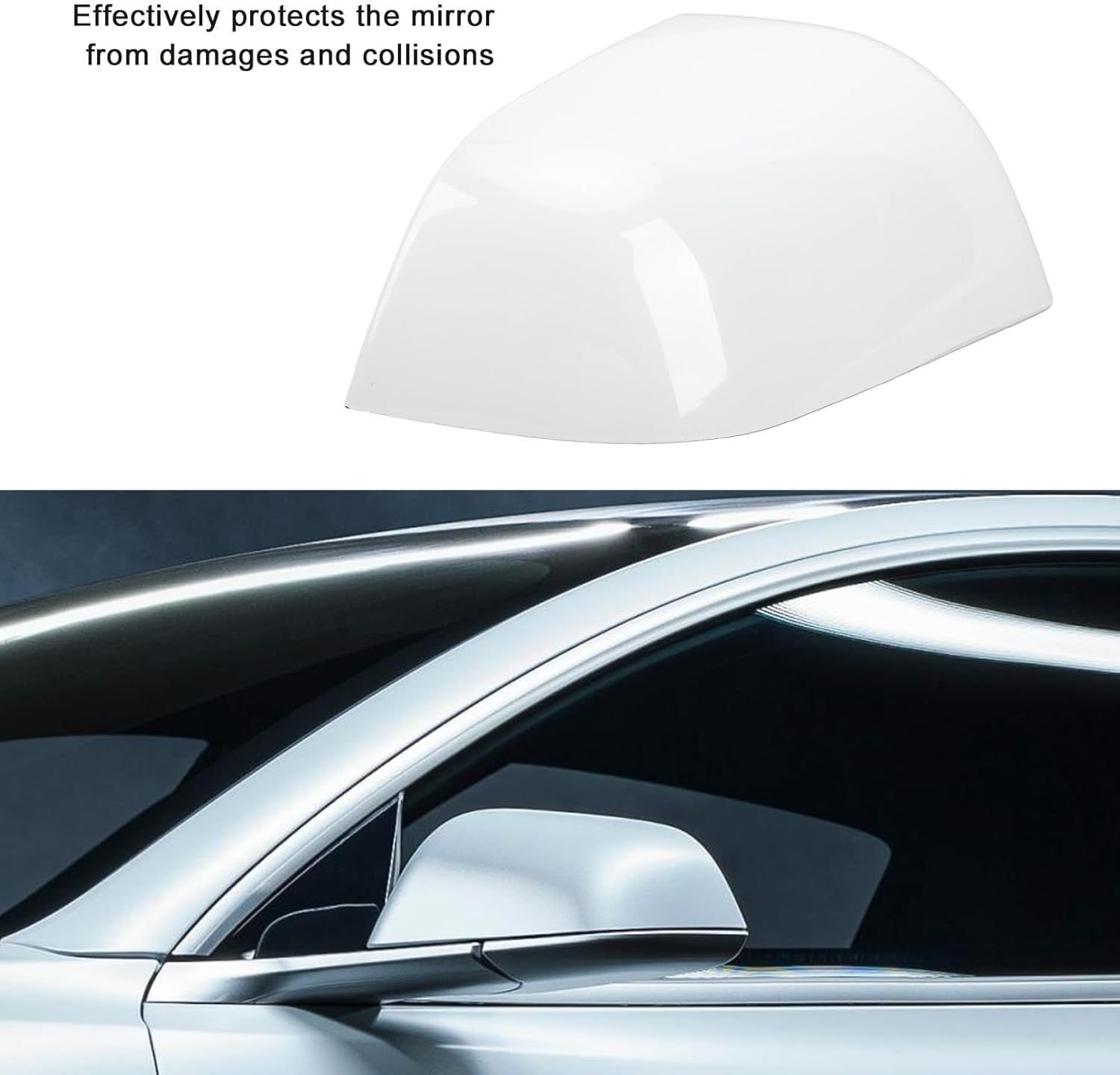Car Door Side Rearview Mirror Cover, White Left and Right Side Mirror Cap Replacement Exterior Mirror Cover for Tesla Model 3, 1092290 00 D 1092292 00 D (Right (1092292 00 D)) image number 1