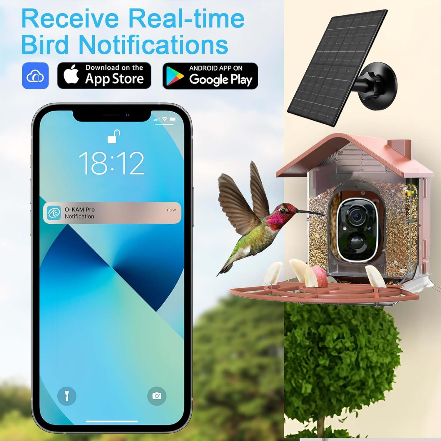 Vuebee Smart Bird Feeder Camera, Solar Powered Bird Feeder, Automatic Video Capture & Motion Detection, with AI Identify Function - Compatible With Blink Outdoor Camera image number 3