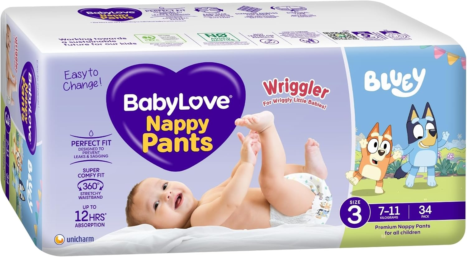 Babylove Nappy Pants Size 3 (7-11Kg) 34 Pack (Set of 3, Total 102 Pieces) image number 6