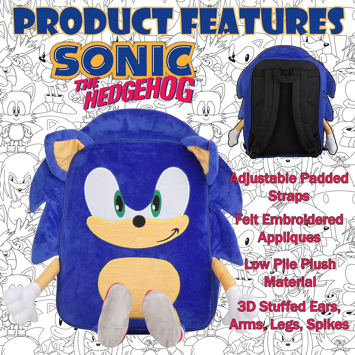 AI ACCESSORY INNOVATIONS Plush Backpack for Girls & Boys, 16 Inch, Plush School Bookbag with 3D image number 2