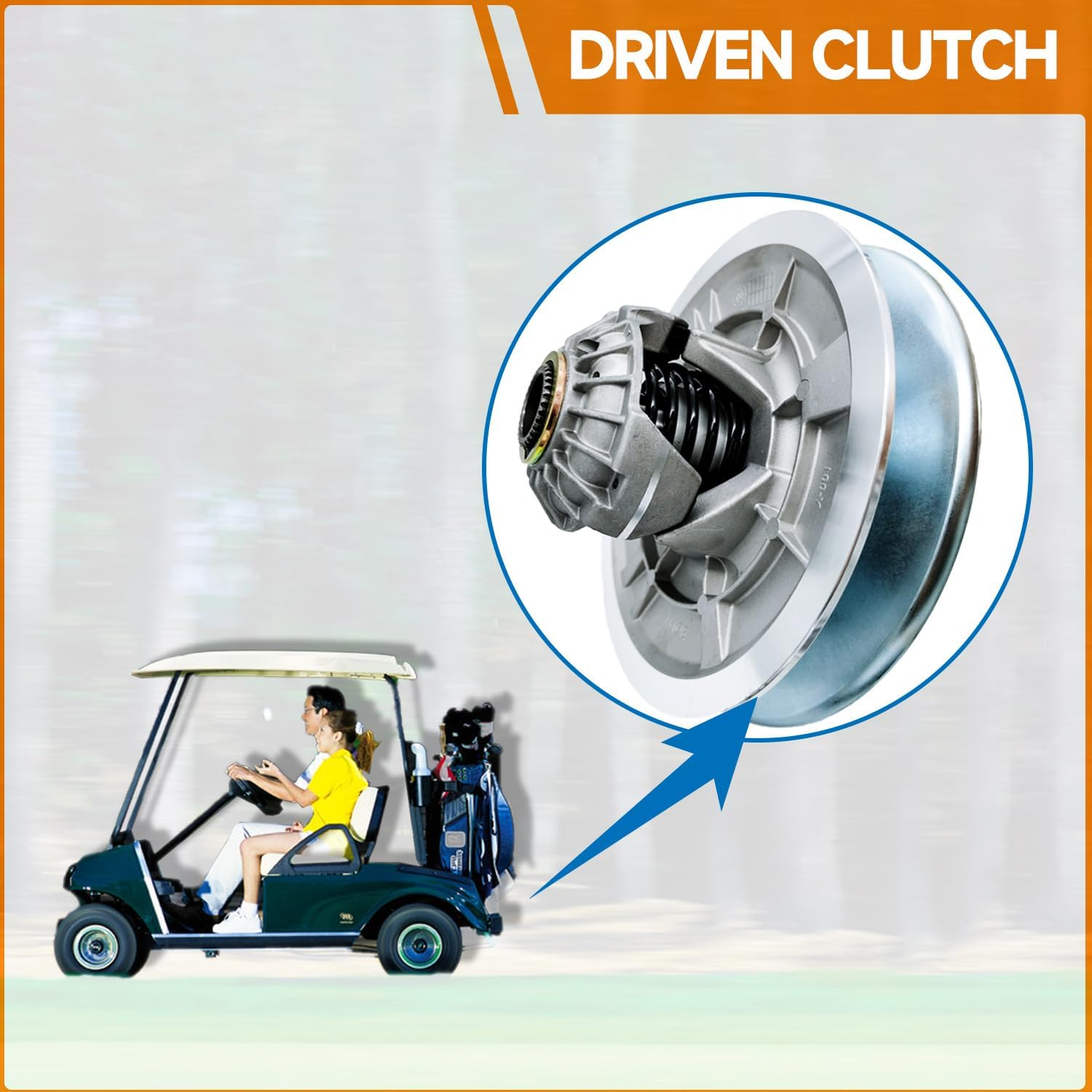 Bridiof FBT2 Driven Clutch Assembly with Belts for YAMAHA GAS Golf Cart G29 YDRA Drive 2007-Up and Drive2 2017-Up, Aluminum Rear Secondary Sheave, JW8-G6202-26-00 image number 3