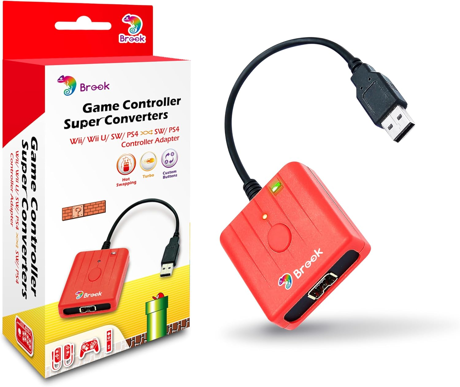 Brook Super Converter - Wii U to SW, Wii Retro Controller Adapter for Switch/Ps4/Pc Game Consoles, Supports Taiko Drum/Classic/Fighting Stick image number 1
