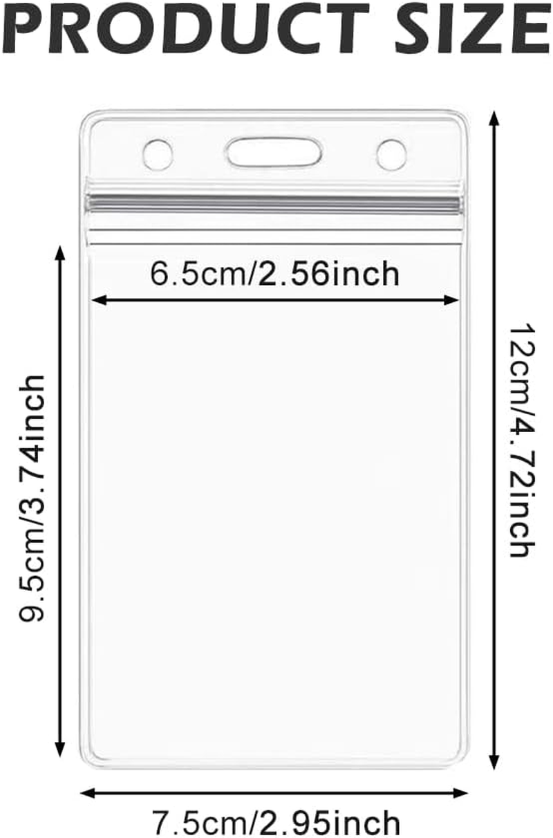 6 Pcs Vertical ID Card Name Tag Badge Holder Pouch PVC Lanyard Work Badge with Waterproof Type Resealable Zip image number 3
