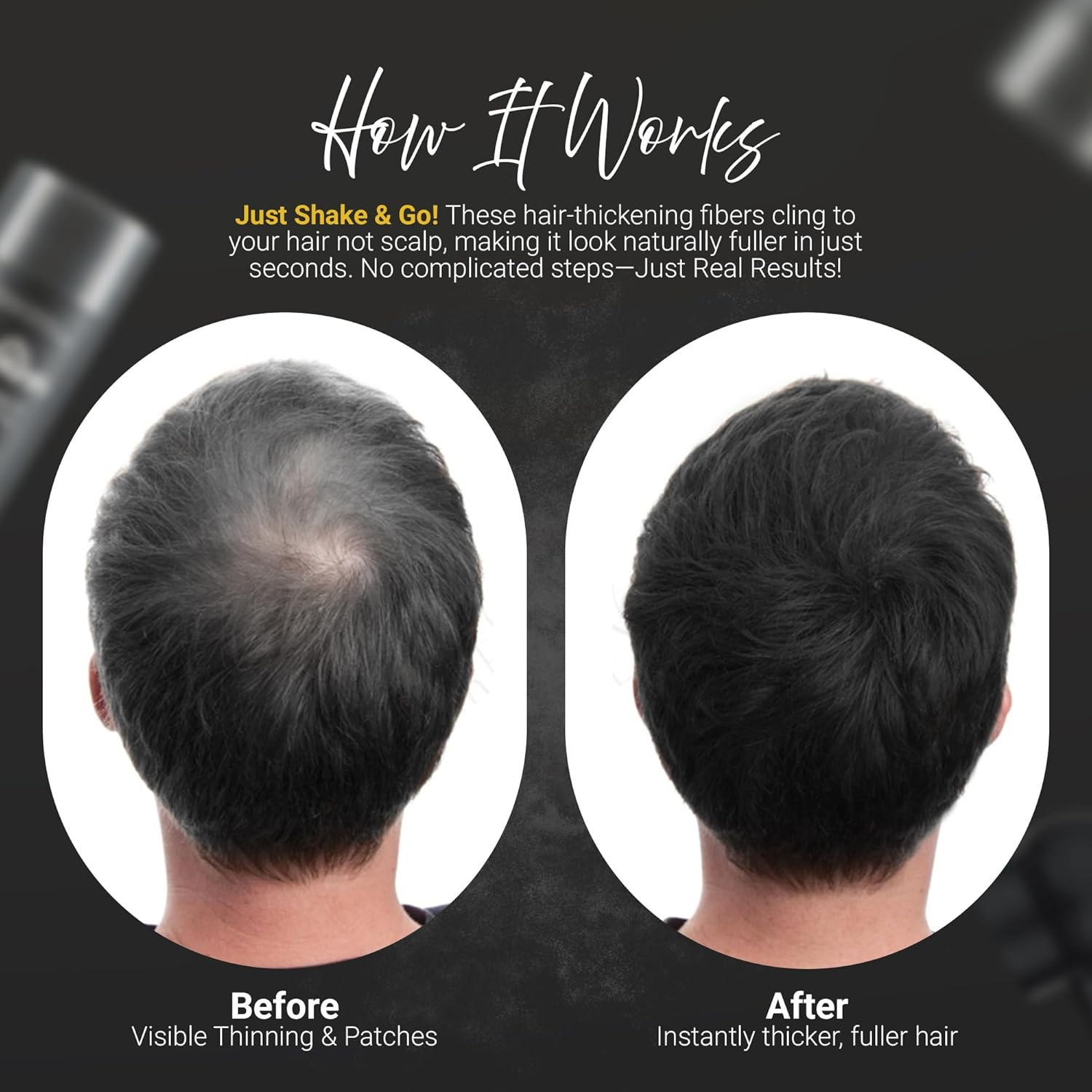 Herbishh Koloret Hair Building Fibers &ndash; Black Powder for Thinning Hair, Instant Bald Spot Cover up & Scalp Concealer &ndash; Sweat-Proof & Water-Resistant Hair Thickening Fibers for Men & Women, 12G image number 4