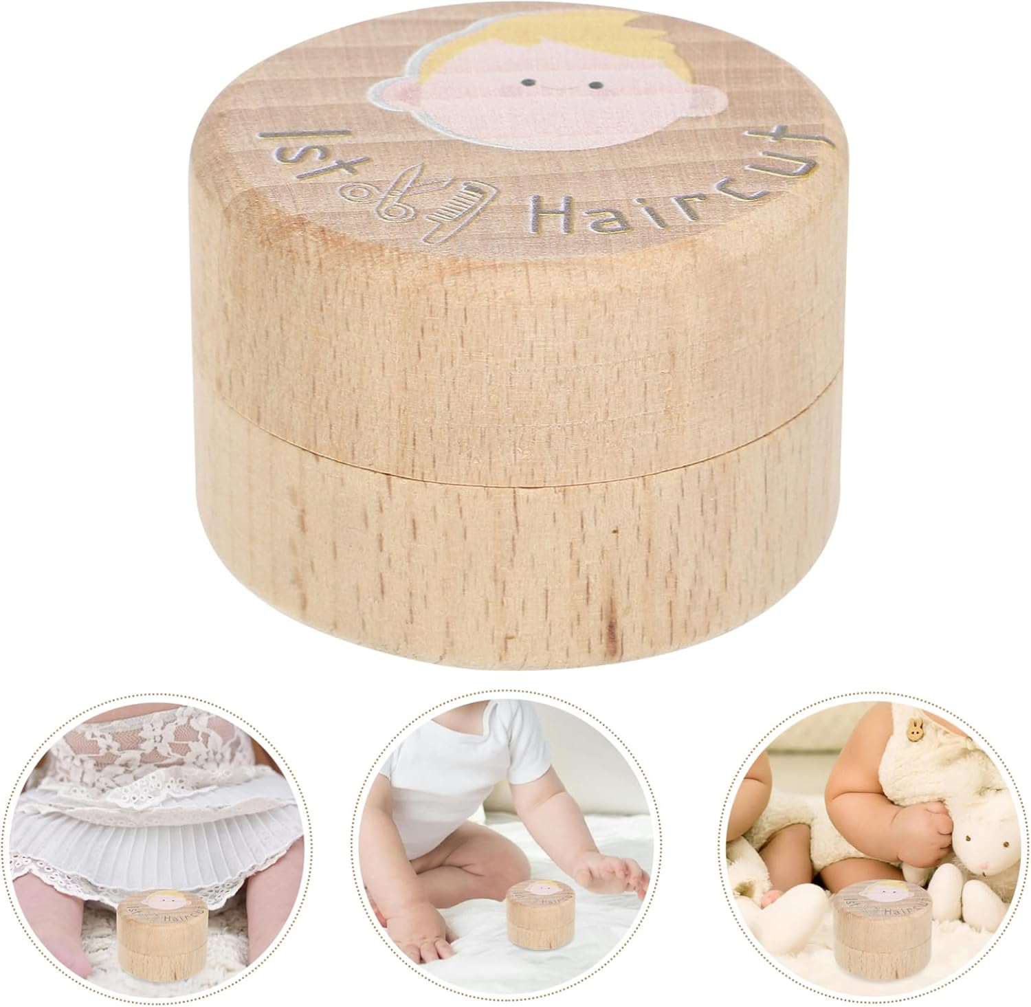 Lanugo Memorial Box Wood Haircut Box for Boy First Childhood Memory Keepsake Case image number 6