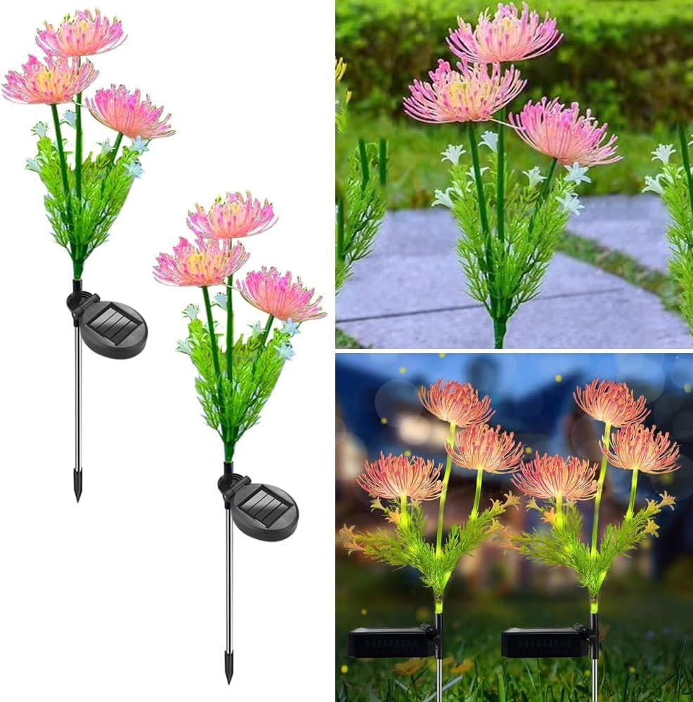 YZYOE 2 Packages of LED Solar Flower Decorative Lights, 2 Fashion Yard Atmosphere Lights Outdoor and Garden Landscape Light, Wireless Waterproof Flower Gift Lamp for Women image number 2