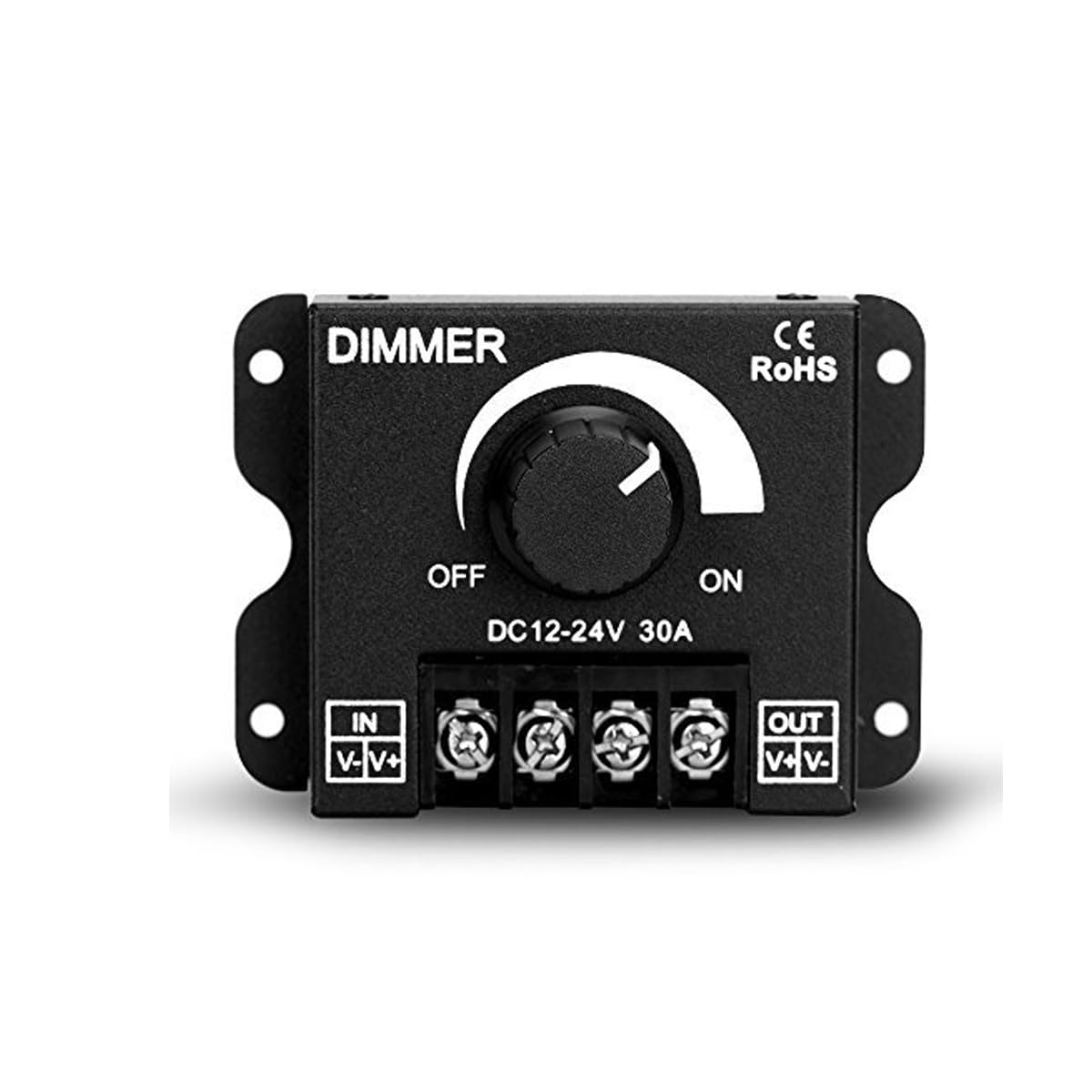 LED Dimmer Switch for LED Lights, Dimmer Switch Knob, DC12V-24V 30A PWM Dimming Controller for Adjust Brightness On/Off Switch with Aluminum Housing image number 3