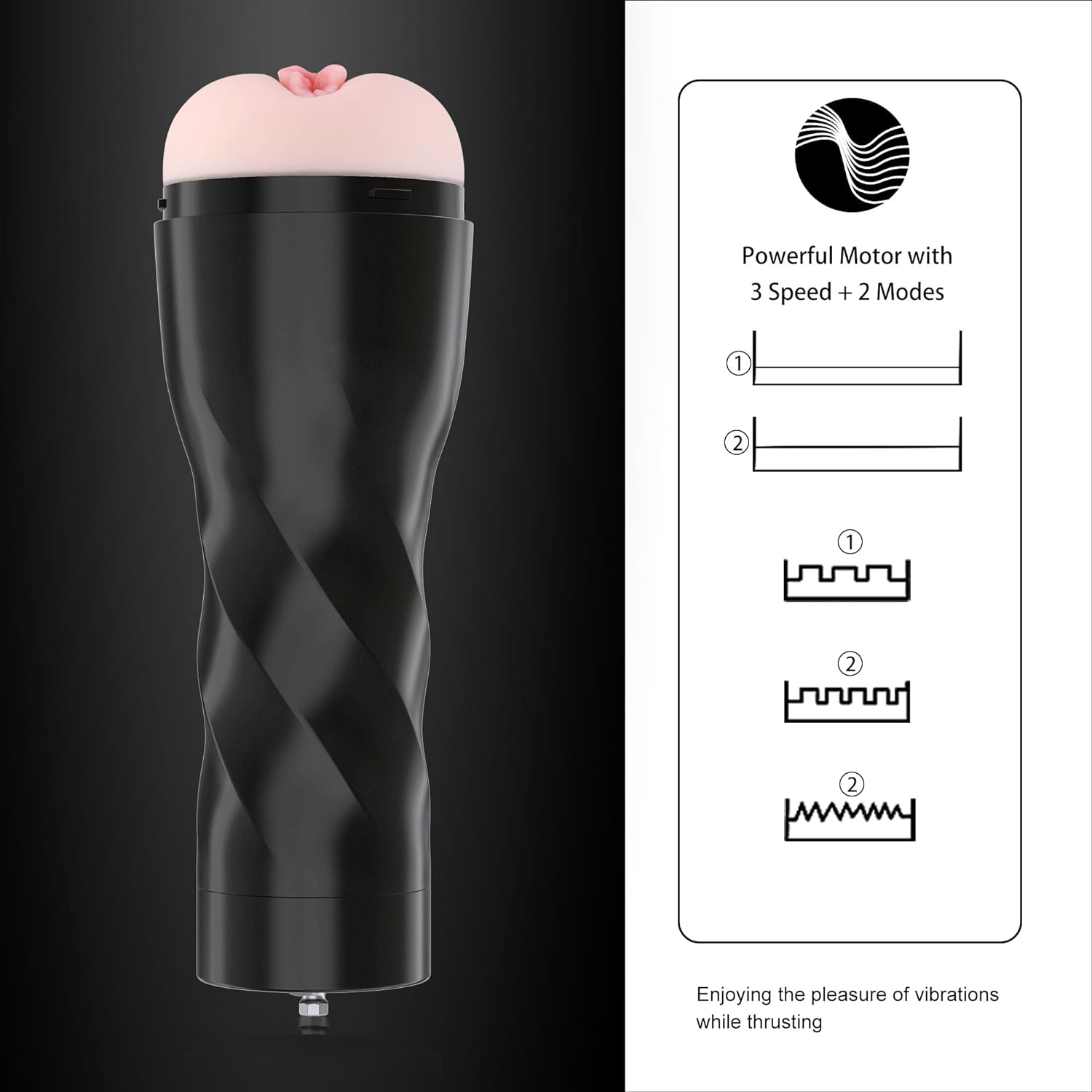 Hismith Male Masturbator with Kliclok System, 3 Speed+2 Modes Vibrating Male Stroker with Remote Controller, Black Berry image number 2