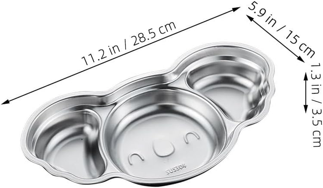 ​UPKOCH 304 Stainless Steel Divided Plates - 3-Section Koala Shape Food Tray for Toddlers, Dishwasher Safe & Spill-Proof (28.5Cm, Silver)​​ image number 2
