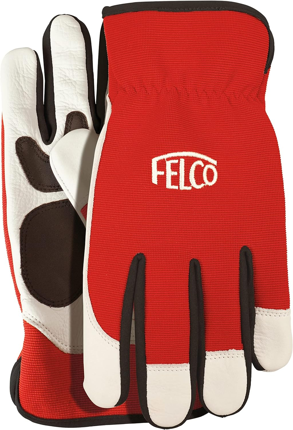 Felco Cow Leather Workwear Gloves, Red/White, Medium image number 1
