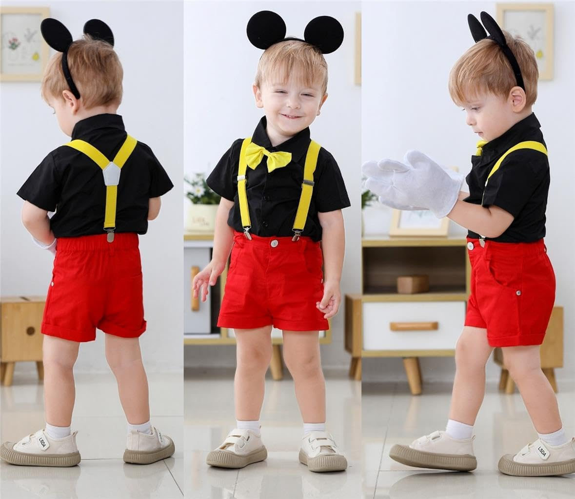 Dressy Daisy Baby Toddler Boys Mouse Halloween Costume Suspenders Suit Fancy Party Dress up Set with Mouse Ears and Gloves for 6 Months to Size 7 image number 5
