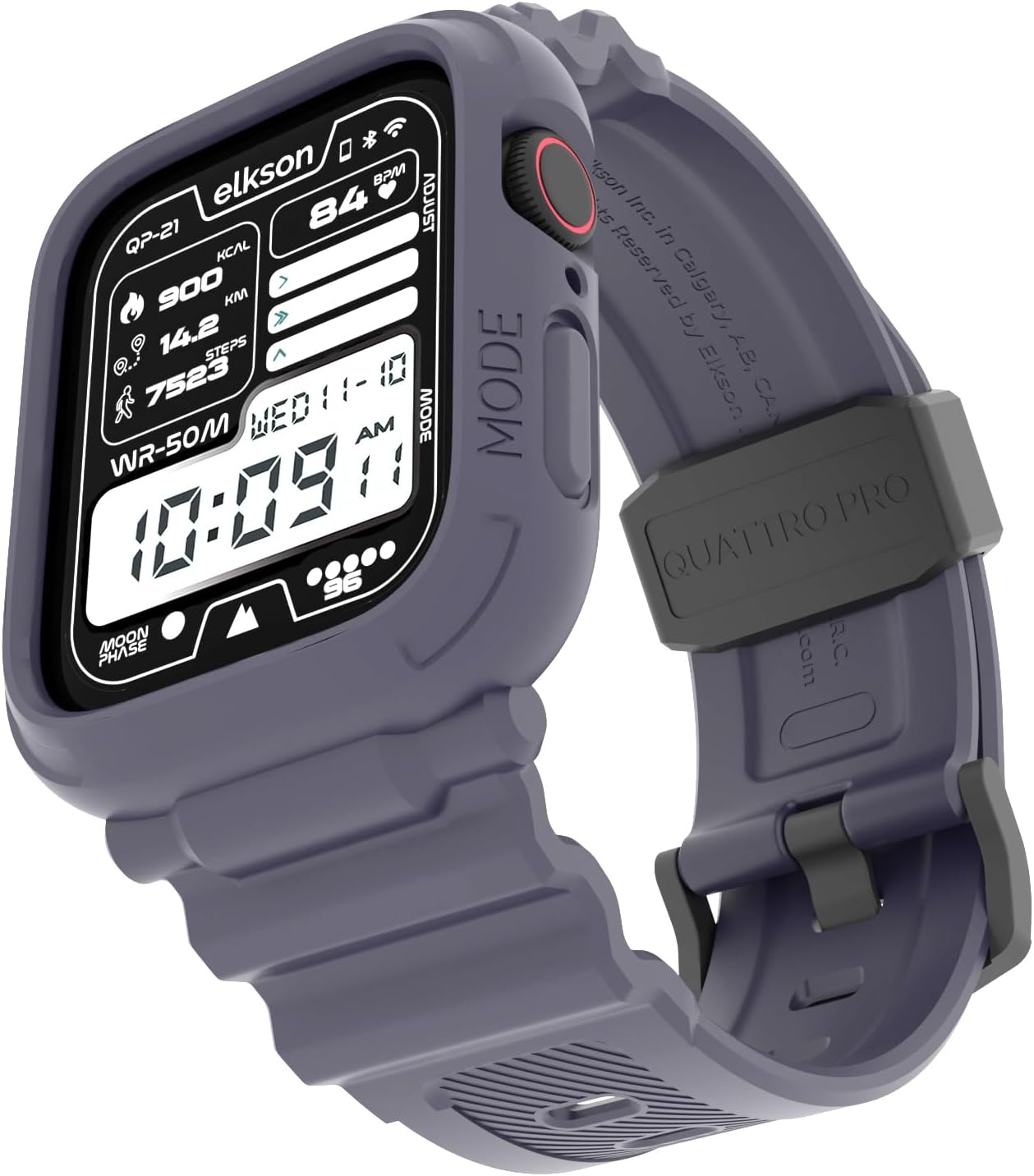 Elkson Compatible with Apple Watch Series 7 54Mm 6 SE 5 4 Bumper Case Band 44Mm Iwatch Quattro Pro Series Fall Protection Durable Military Grade Protective TPU Mud Shock Proof Resist Men Black