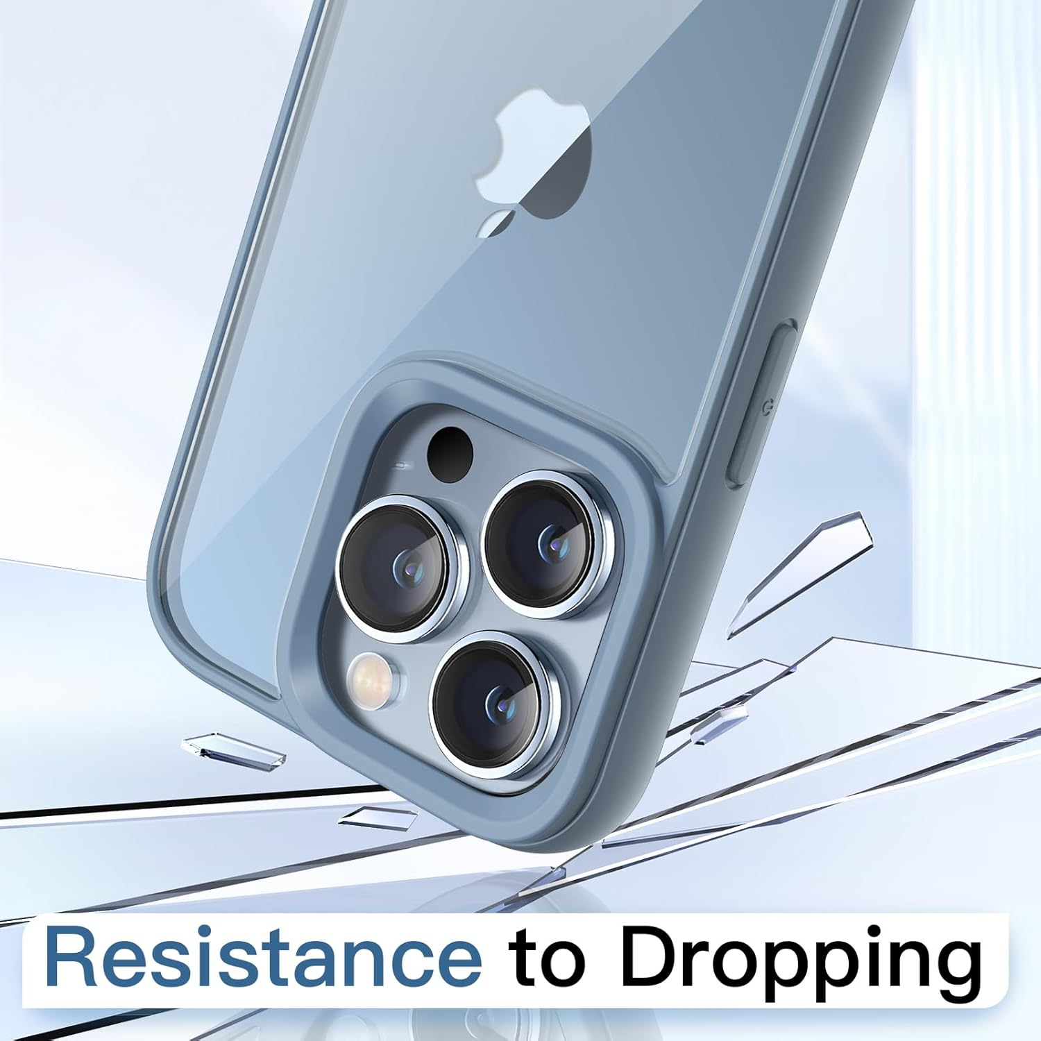 Jetech Case for Iphone 13 Pro 6.1-Inch, Shockproof Phone Bumper Cover, Solid Color Matte TPU Frame, Anti-Scratch Clear Back (Sierra Blue) - Black image number 6