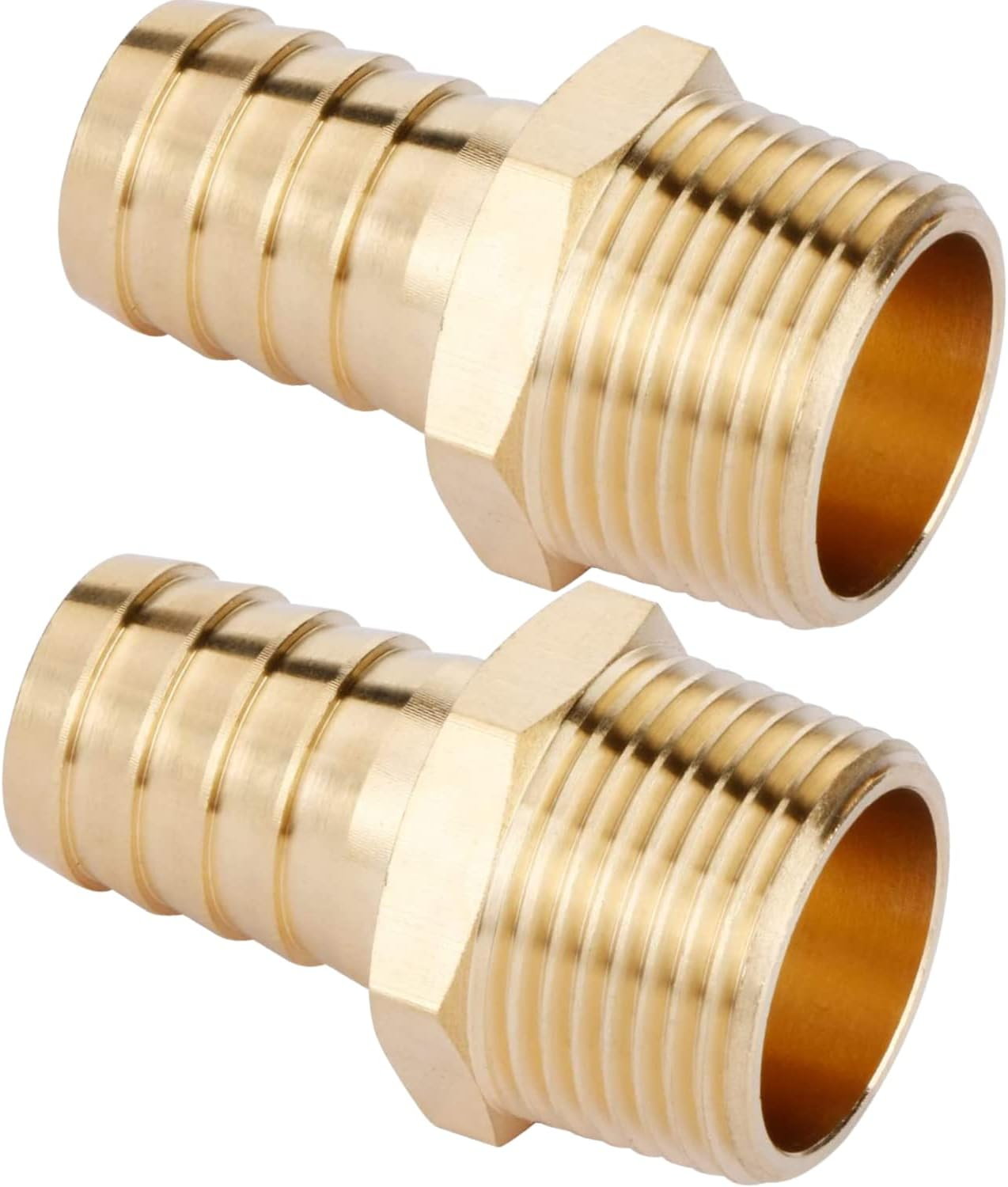 2PCS Brass Hose Fitting, Adapter, Barb NPT Male Pipe Fitting by CX WONDERLAND (3/4" Barb X 3/4" NPT Male) image number 1