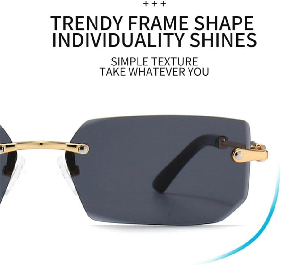 Rimless Sunglasses for Women Men Frameless Sun Glasses Shades UV400 Eyewear - Clear image number 5