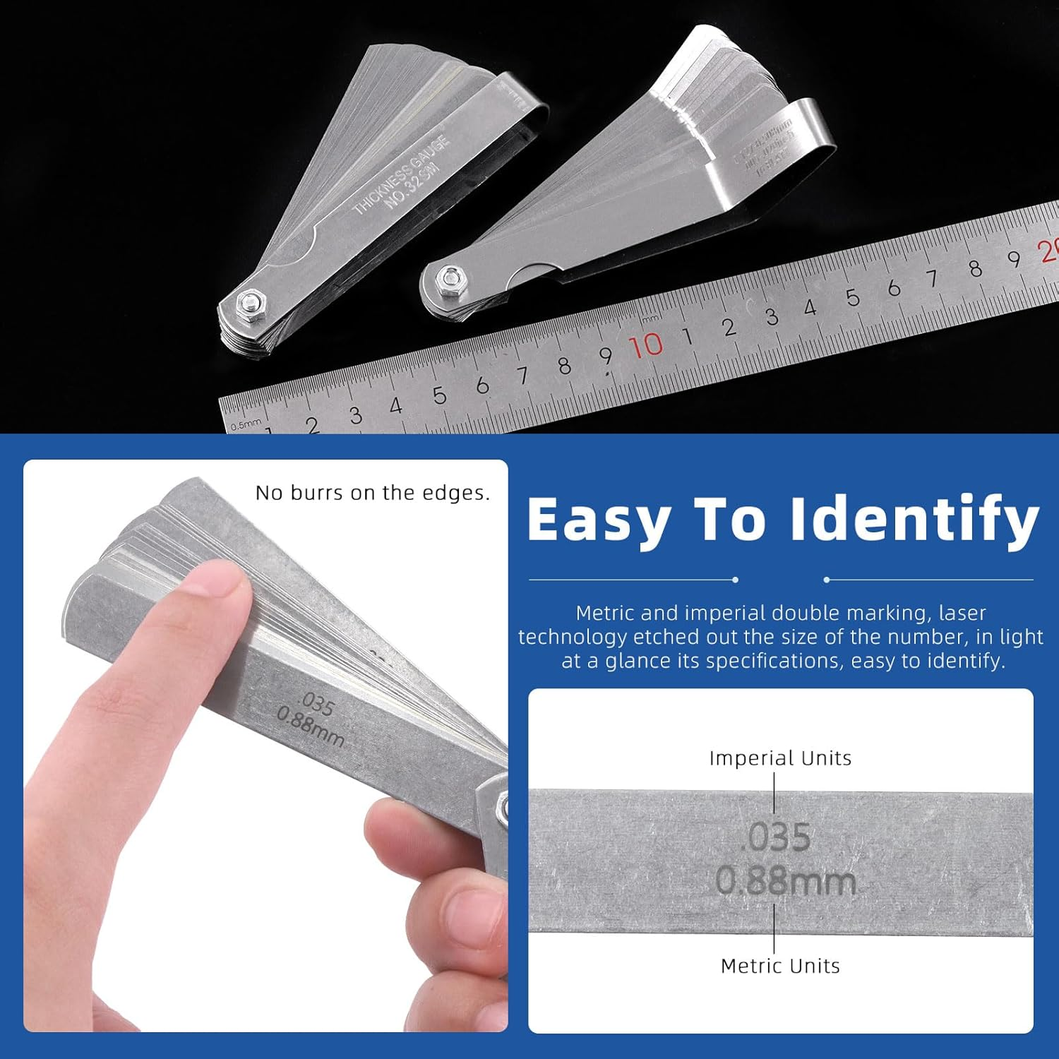 Glarks 4Pcs Motorcycle Engine Valve Adjustment Tool Kit, Engine Screw Spanner Valve Tool Wrench Valve Screw Repair Spanner with Feeler Gauges for Motor Engine Valve Screw image number 4