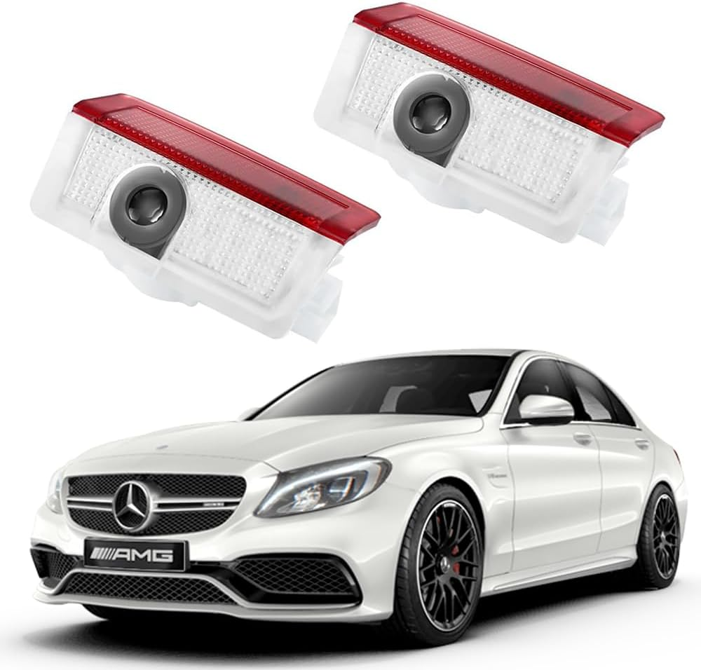 For Mercedes W176 W177 W205 S205 W212 W213 W242 W246 W247 W166 LED Projector Entry Lighting Door Logo Laser Door Light Pack of 2 (Benz-Circle)