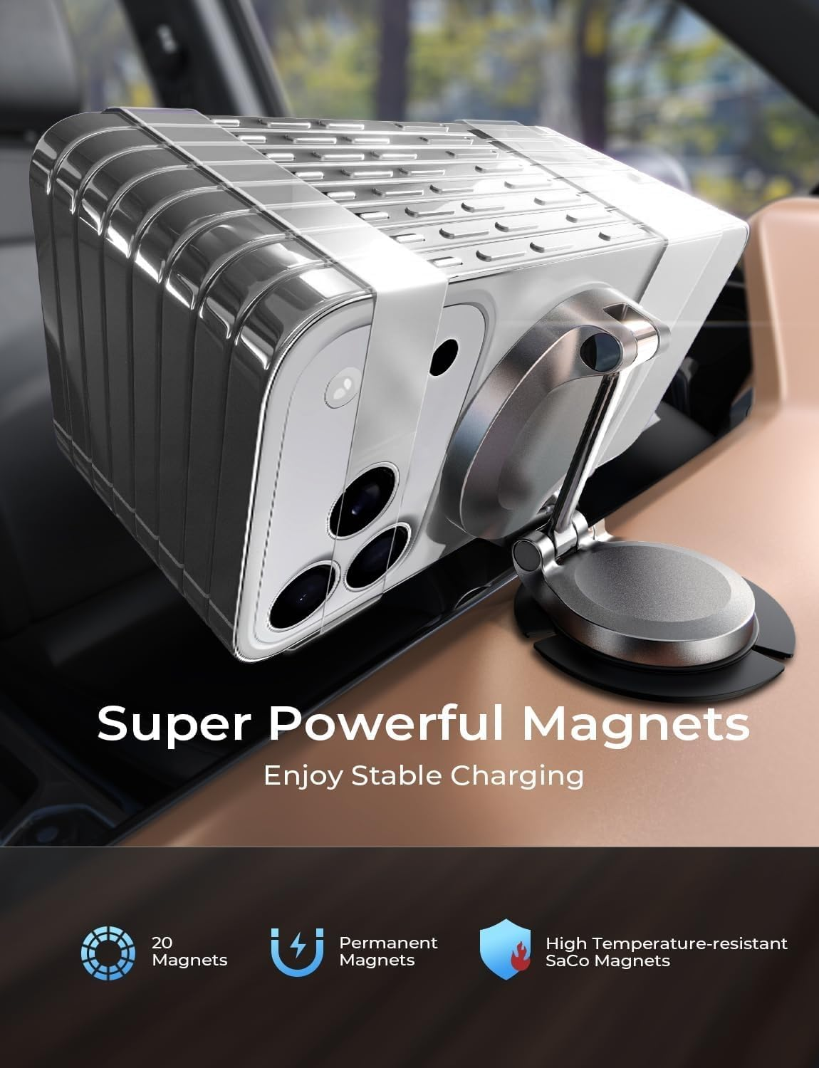 LISEN for Magsafe Car Mount Charger, 15W Fast Charging Magnetic Wireless Car Charger [Mini & Metal], 2025 Ultra Magnetic Car Phone Holder Dashboard for Iphone 17 16E Pro Max 15 14 13 Strong Magnets image number 4