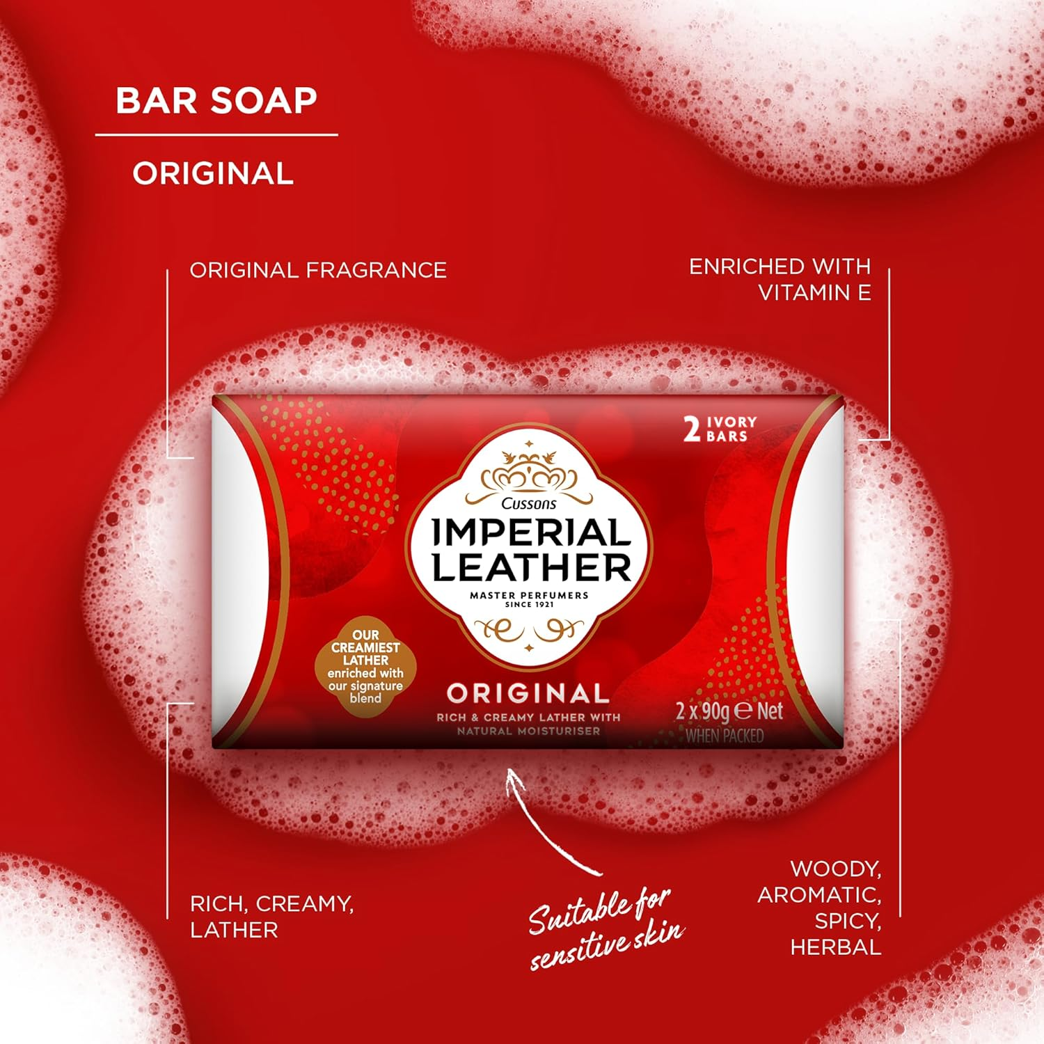 Imperial Leather Bar Soap Original Classic Cleansing Bar, Gentle Skin Care, Bulk Buy, Pack of 9 X 2 Bars (Total 18 Bars) image number 2