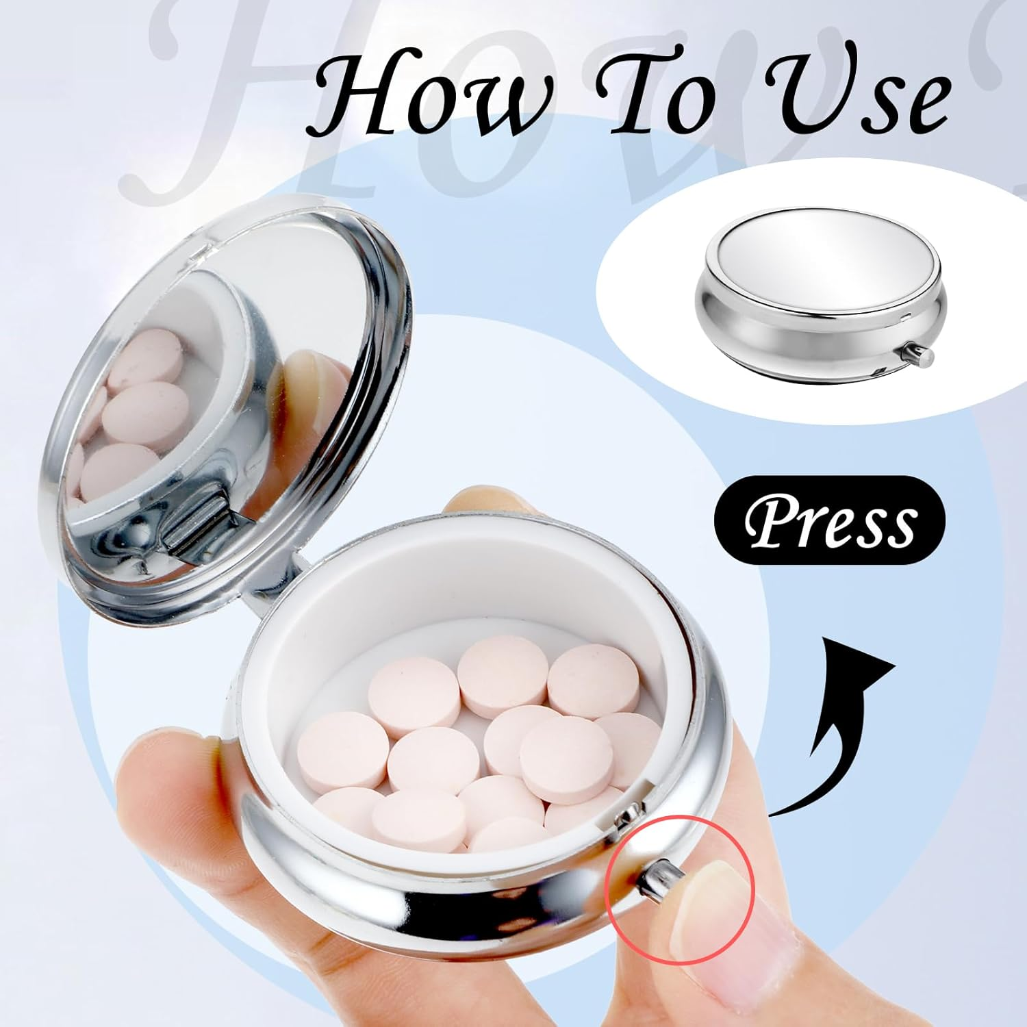 Sibba Pill Case, Travel Portable and Multi-Functional Pill Box, Moisture Proof Pill Case for Purse & Pocket, Medicine Organizer Box for Vitamins, Fish Oil & Supplements (1 Compartment) image number 4