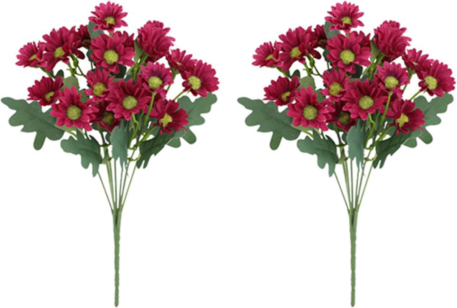 AU020-2 Plastic Material Pink Fake Small Size Chrysanthemums Flower,2 Pcs Faux Floral for Indoor Outdoor Home Kitchen Office Wedding D&eacute;cor,30Cm(11.8")