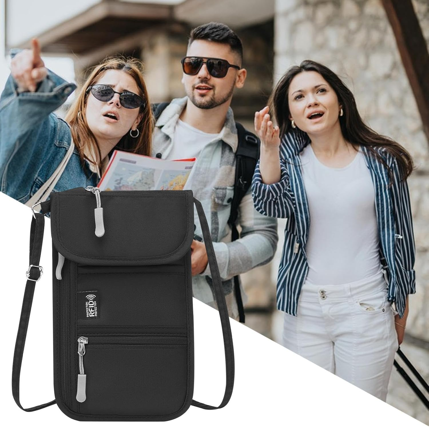 Gen&eacute;rico Passport Document Holder | Travel Passport Wallet - anti Theft Card Holder for Mobile Phones Daily Travel Hiking Vacation Gym Beach Camping image number 5