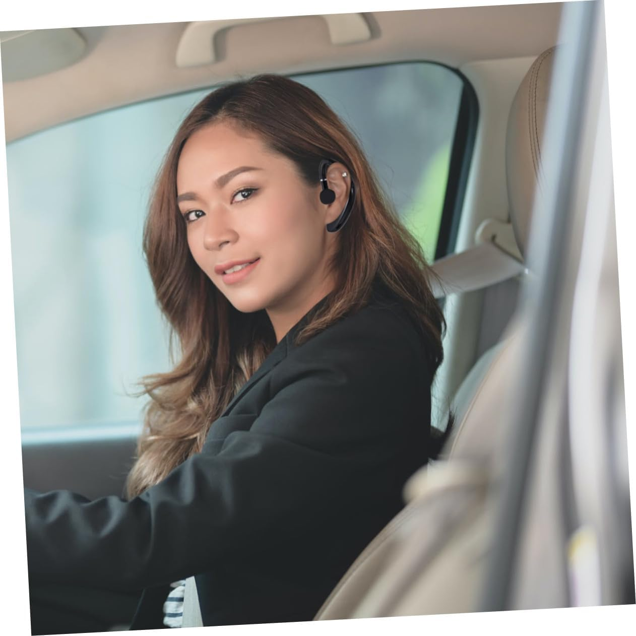 Angoily Long Battery Life Wireless Earphone Single-Side Earpiece Lightweight Headset for Driving Running and Workout Compatible with Devices Black image number 4