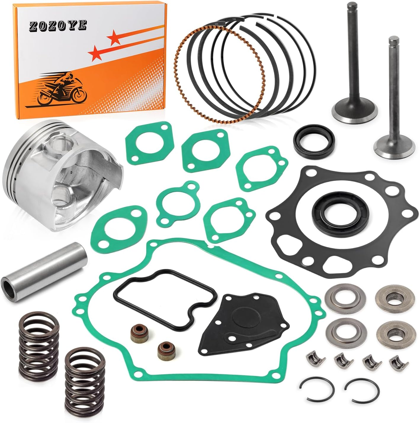 Top End Rebuild Kit Oversize 0.5Mm Piston and Ring Intake Exhaust Valve & Spring Gasket Seal for Club Car DS Precedent Golf Cart FE290 Engine 1992-Up image number 3