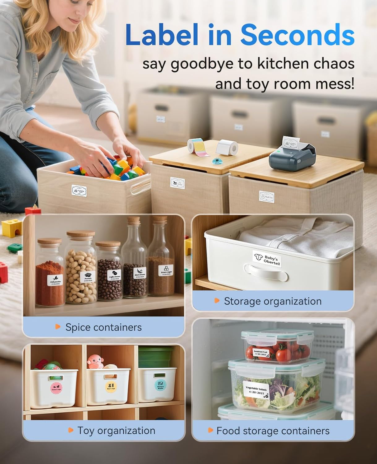 NIIMBOT B1 Label Maker, Portable Thermal Label Printer, Mini Label Maker Machine with Tape, Bluetooth Small Sticker Printer with Auto Identification, Labelling Machine for Office, Home, Business image number 6