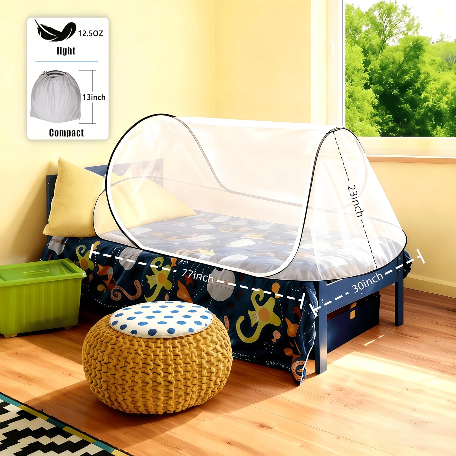 77 * 30 * 23 Inch Large Pop up Mosquito Tent, Portable Foldable Mosquito Net for Bed Camping Travel Patio image number 5