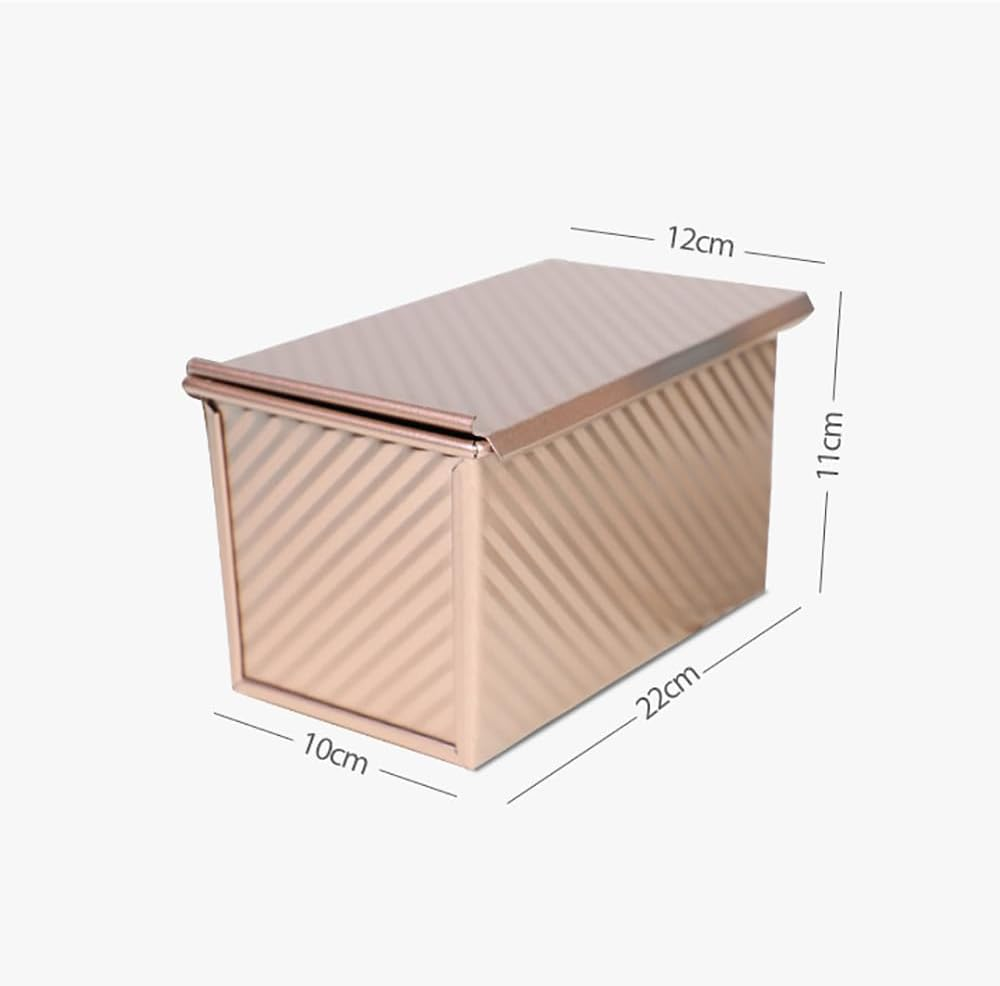 TOMVAES Bread Baking Moulds with Lid, Golden Loaf Tin with Non-Stick Coating, Steel Toast Bread Baking Mould for Bread, Pastry, Cake 450G image number 2