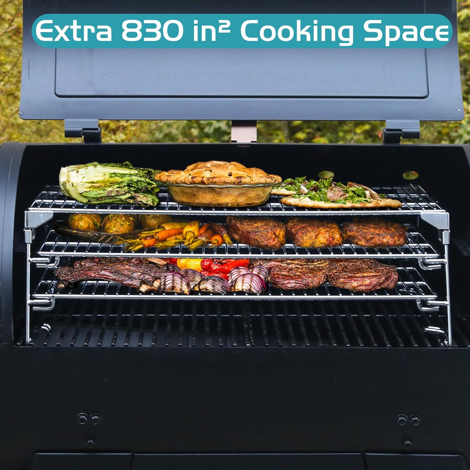 Jerky Racks for Traeger Pro 575 22 34 Pit Boss More Barrel Pellet Grill Smoker Parts 3 Tiered Folding Barbecue Grilling Rack Stainless Steel Cooling Seasoning Smoking Warming BBQ Accessories image number 3