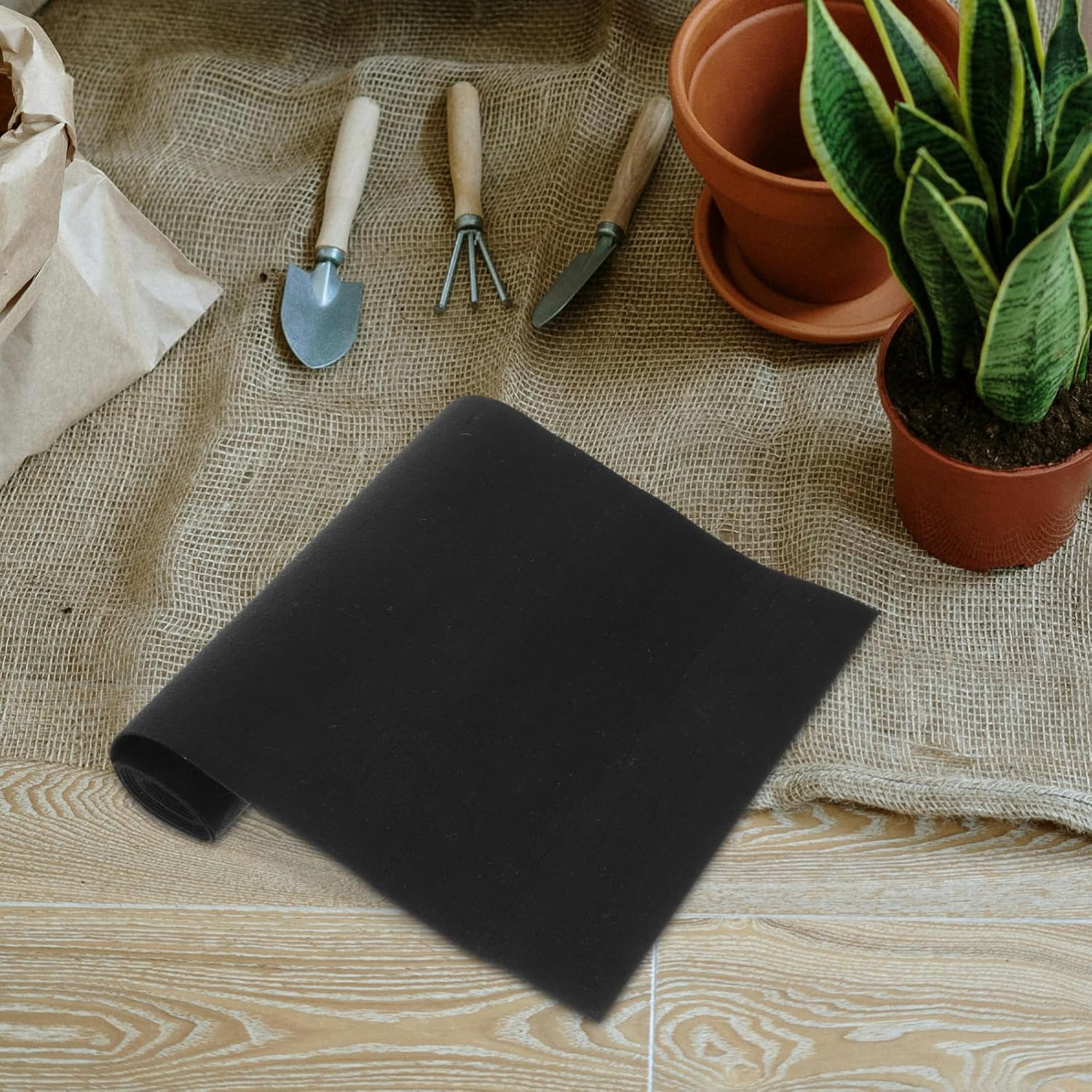 Milisten Fabric Planter Liner Roll Non Woven Plant Felt Liner Roll Black Coco Liners Roll Alternative Coconut Basket Liner Roll Replacement for Planter Hanging Flower Basket Window Box image number 6