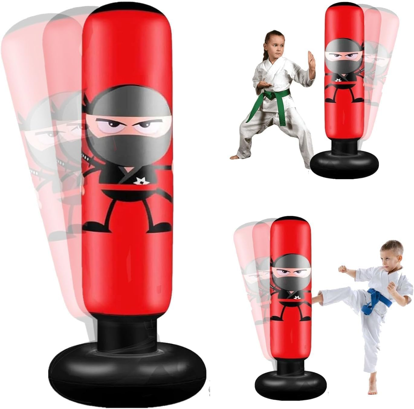 Inflatable Punching Bag,160Cm Inflatable Kids Punching Bag Karate Gifts for Boys and Girls, Boxing Bag for Immediate Bounce Back for Practicing Karate, Taekwondo, and to Relieve Pent up Energy image number 2