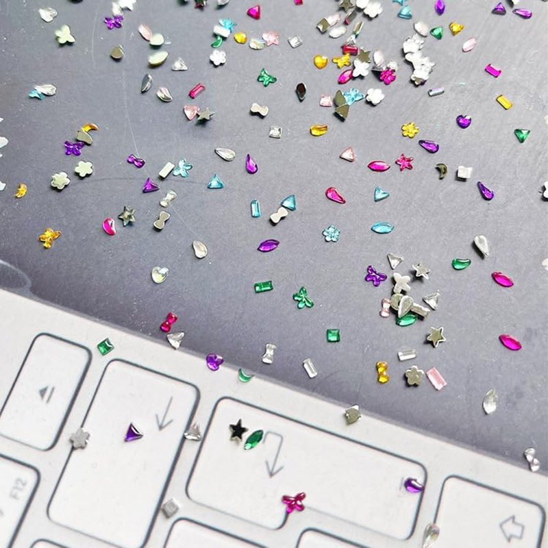 Proxima Direct 2000PCS Colorful Rhinestones Nail Art Charms Multi Shape Crystal Flat Back Nail 3D Mini Heart Star Flower Nail Kawaii Nail Crafts Acrylic Nail Rhinestone Diamonds for Women Nail image number 3