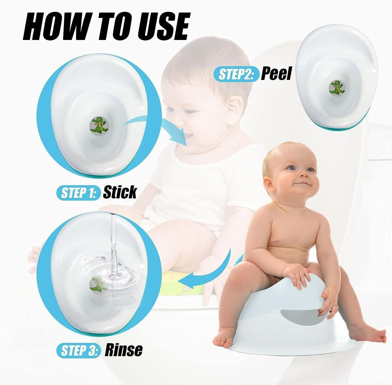 Potty Training Reveal Seat Stickers for Boys and Girls - Reusable Fun Magic Toilet round Stickers with 10 Different Designs image number 1