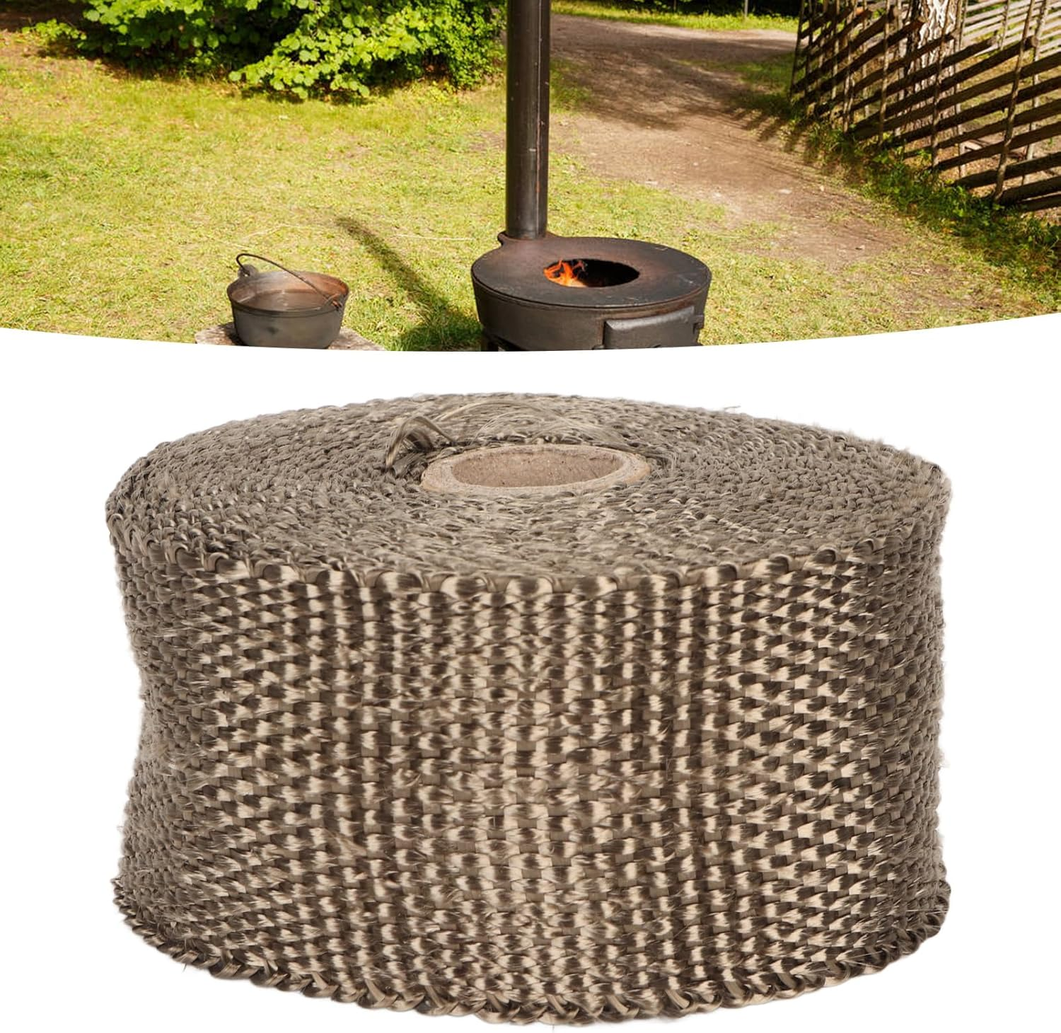 Versatile Fireproof Pipe Insulation Wrap for Furnace, Stove and Motorcycle Exhaust Pipes, Combustion Protection and Protective with 2 Safe Clips, Insulation Wrap Tape Pipe image number 3