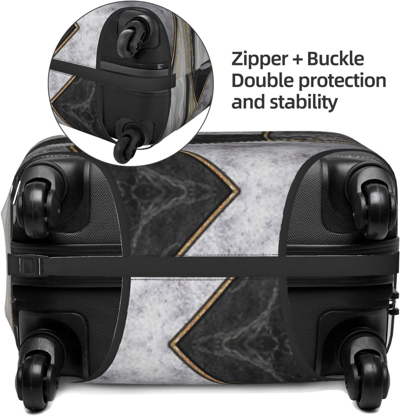 JEJEA Black Marble Texture Gold Print Suitcase Cover Protector Travel Luggage Cover Suitcase Washable Baggage Covers Anti-Scratch, Black, S image number 4