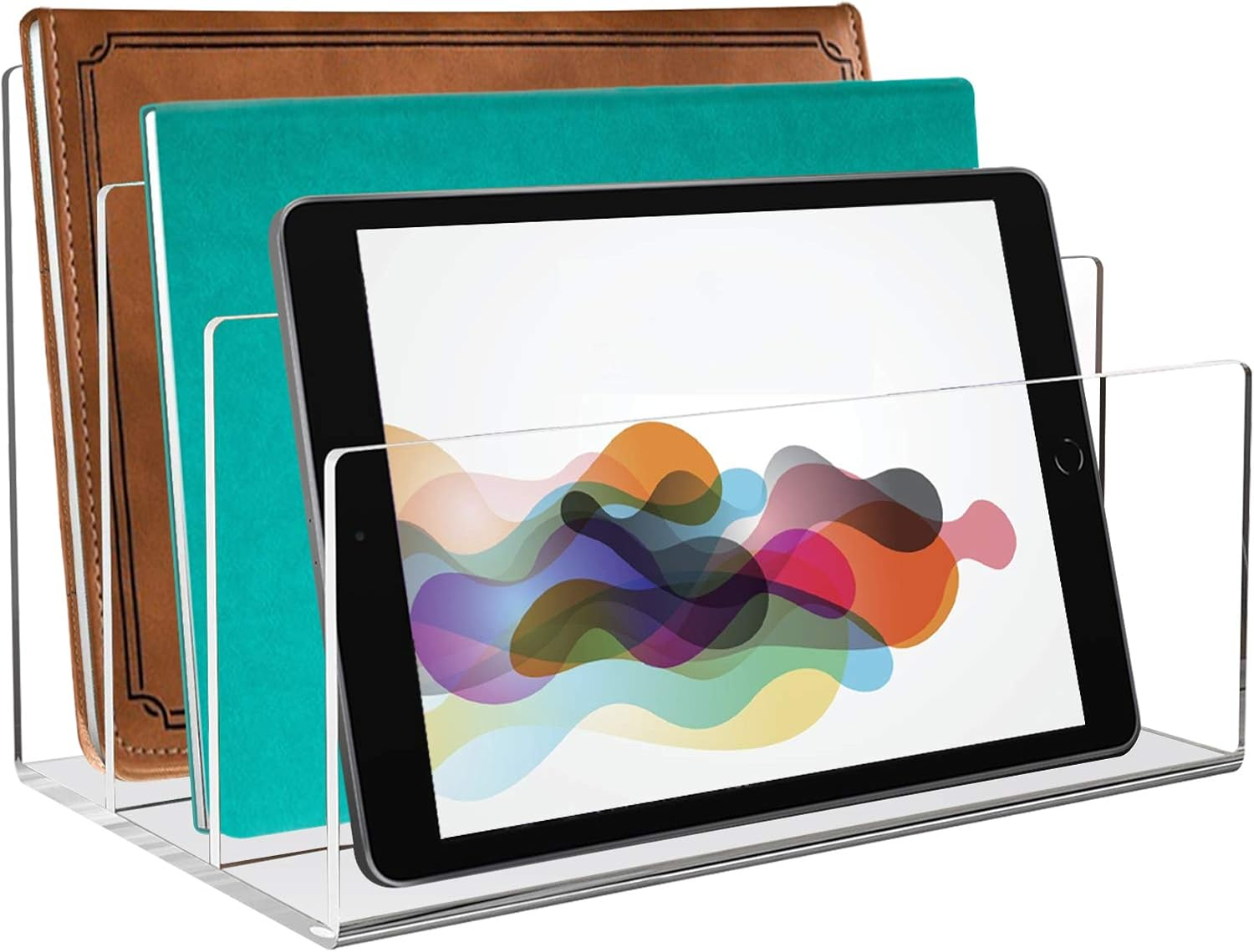 Tasybox Acrylic File Holder, Clear File Sorter Desk File Organizer 3 Sections Office Desktop Rack 9" X 6.5" X 6.5" image number 5