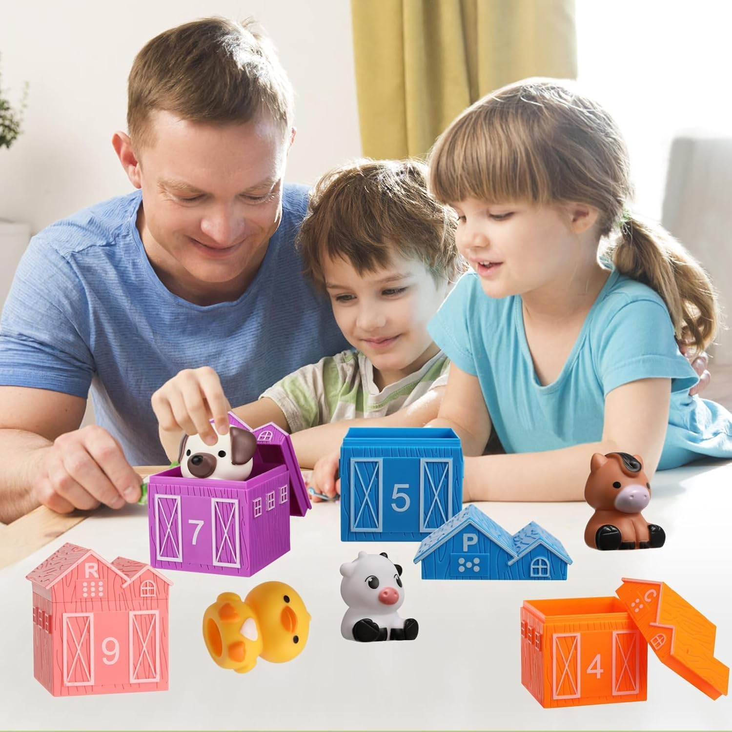 Learning Toys for Toddlers over 3 Years Old, 20Pcs Farm Animals Toys Montessori Counting, Matching & Sorting Fine Motor Games, Christmas Birthday Baby Boys Girls image number 1
