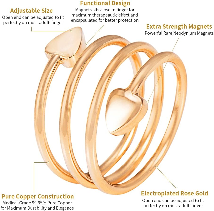 Enercoppex Copper Rings for Women for Arthritis and Joint, Men'S Magnetic Therapy Rings Healing Copper Ring, Solid Copper Copper Ring for Fingers Thumb image number 5