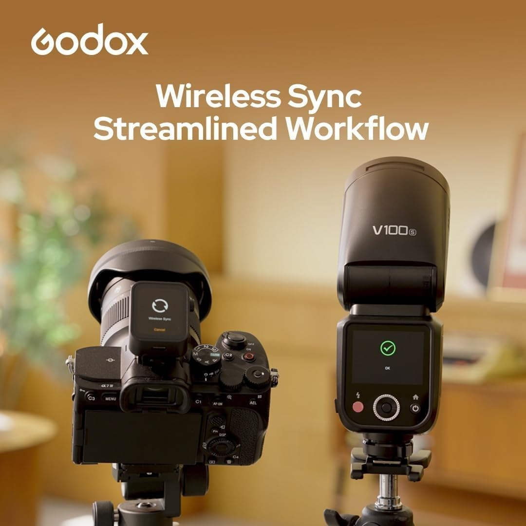 Godox V100N V100N V100N V100-N round Head Camera Flash Speedlight for Nikon Cameras 100Ws TTL HSS 1/8000S 2.4G Built-In LED Fill Light image number 5