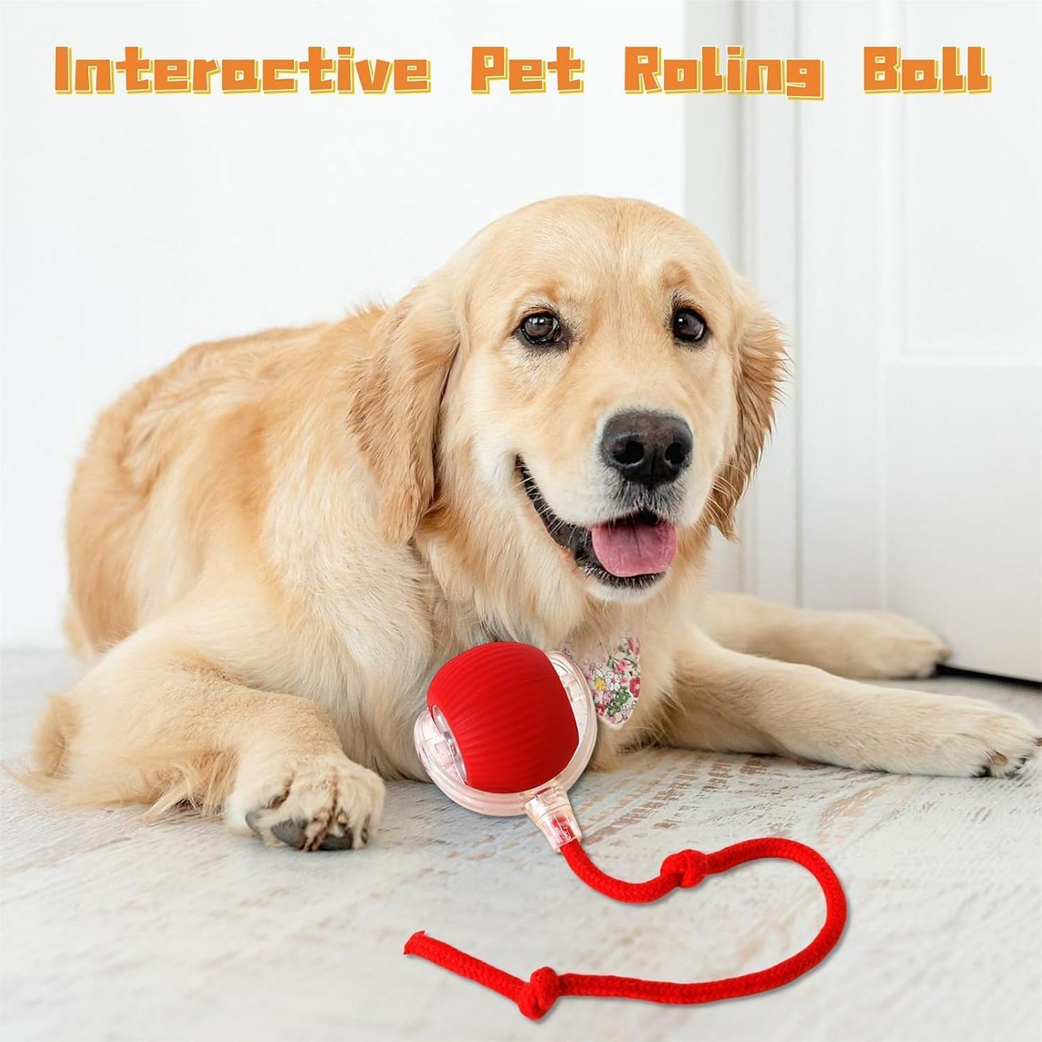 Pet Intelligent Rolling, Interactive Cat Toys, Activity Rolling Ball for Dogs, Motion Activated Automatic Moving, Electric Cat Toy Ball Rechargeable for Large Small Dogs (True Red) image number 3