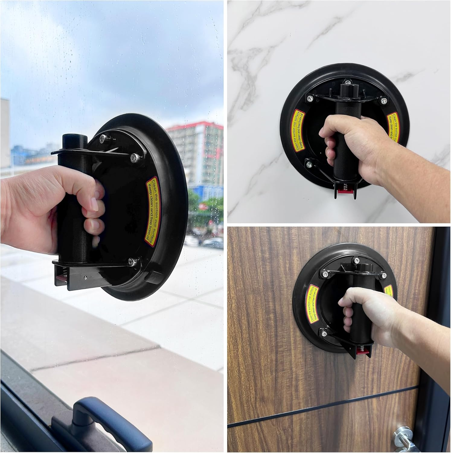 Vashly 2 Pack 8 Inch 440 Lbs with Suitcase Industrial Heavy Duty Handle Vacuum Large Glass Suction Cup Lifter,For Lifting Replace Auto Windshield Installation Glass/Granite Tile/Marble/Handing Tool image number 2