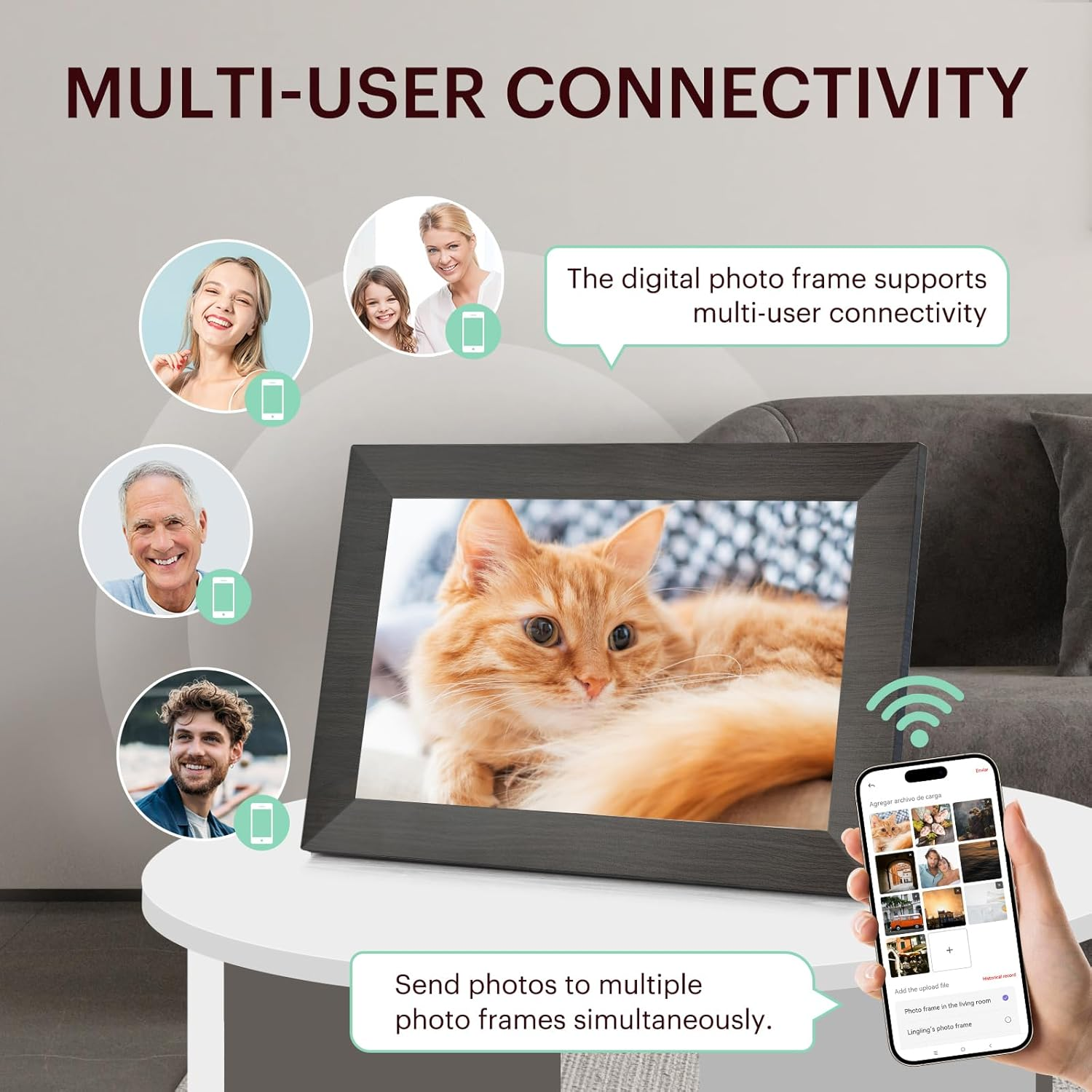 BWJBSW 10.1 Inch Wifi Digital Photo Frame, 1280X800 HD IPS Touch Screen with 32GB Storage, Digital Picture Frame for Wall/Tabletop Display, Extend Storage by Micro SD Card, - Black image number 2